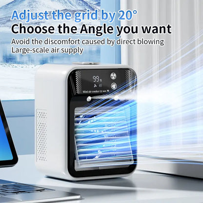 Portable Air Cooler Evaporative, Battery Powered Fan, Personal Portable AC with 2 Speeds & 2 Mist Modes, Rechargeable Air Cooler with 1800Mah Battery, Quiet Air Cooler for Room Car Office Outdoor