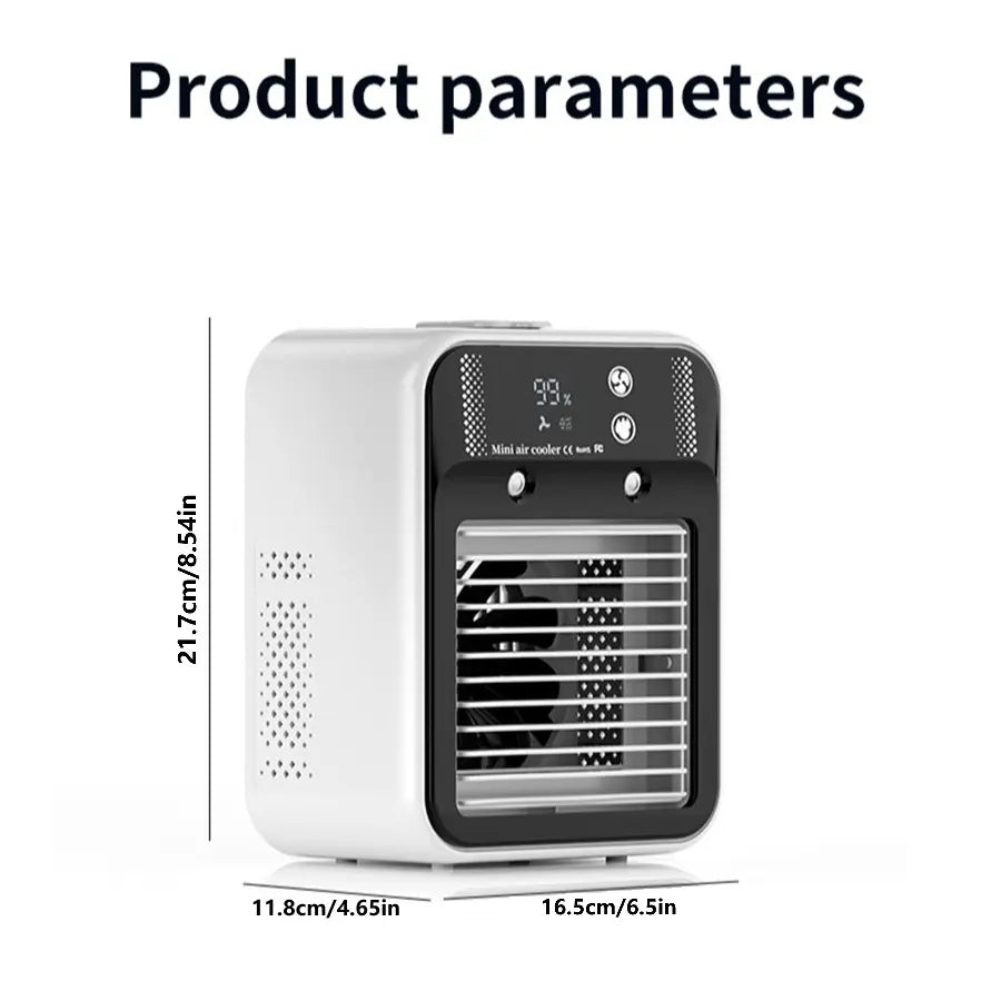 Portable Air Cooler Evaporative, Battery Powered Fan, Personal Portable AC with 2 Speeds & 2 Mist Modes, Rechargeable Air Cooler with 1800Mah Battery, Quiet Air Cooler for Room Car Office Outdoor