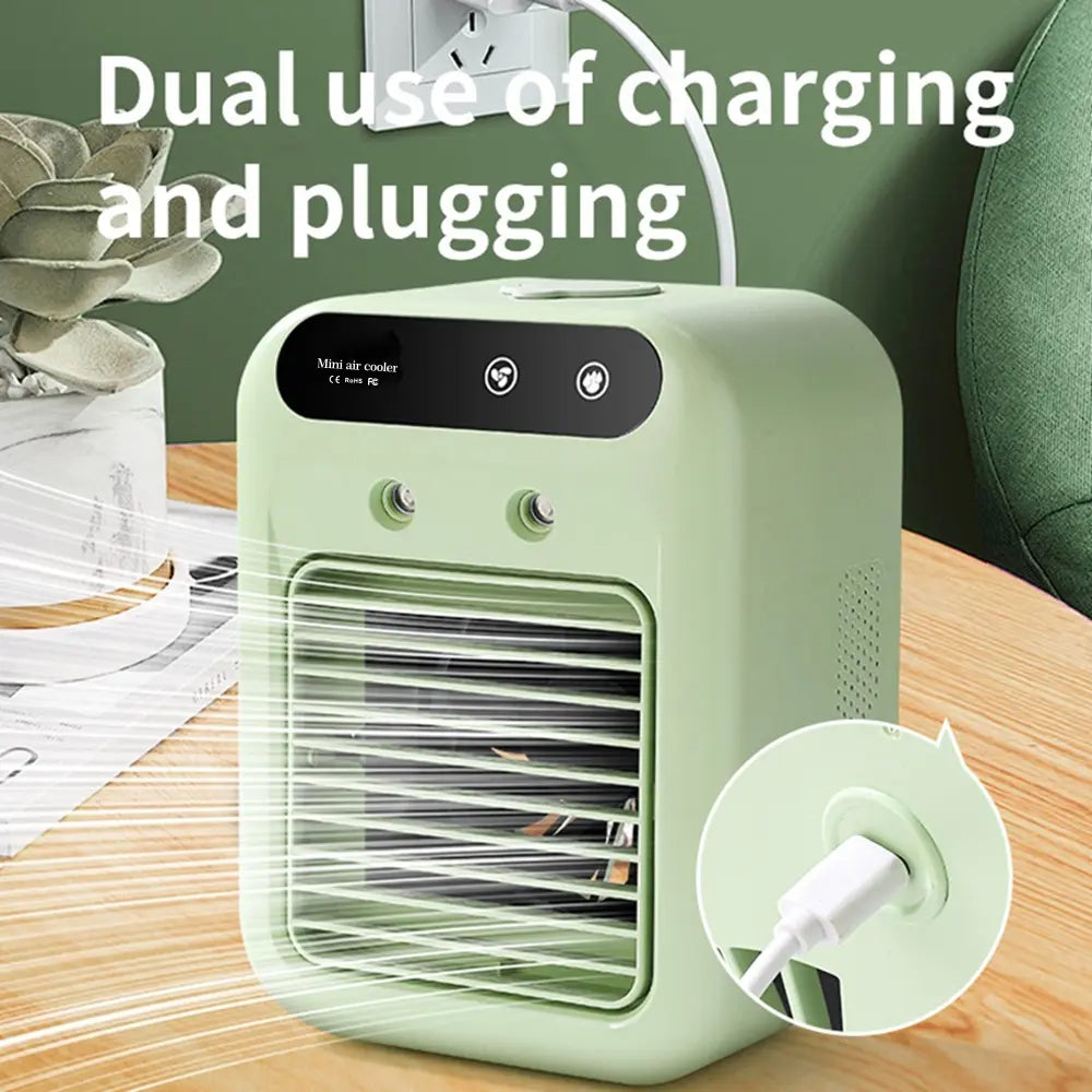 Portable Air Cooler Evaporative, Battery Powered Fan, Personal Portable AC with 2 Speeds & 2 Mist Modes, Rechargeable Air Cooler with 1800Mah Battery, Quiet Air Cooler for Room Car Office Outdoor